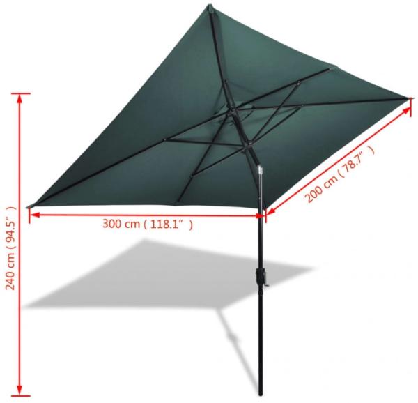 vidaXL Sonnenschirm Sonnenschirm 200x300 cm Grün Rechteckig Bild 6