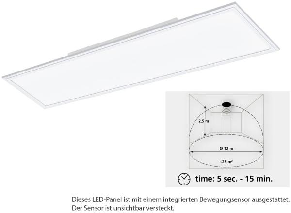 Eglo 98419 LED Deckenleuchte SALOBRENA-M weiß L:119,5cm B:29,5cm H:5cm mit Bewegungssensor und Schweberahmen