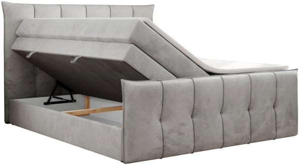 Boxspringbett KING DE LUX - 7-Zonen Matratze - PREMIUM-11-KING - 120x200cm - Hellgrau Velours - H4 Bild 4