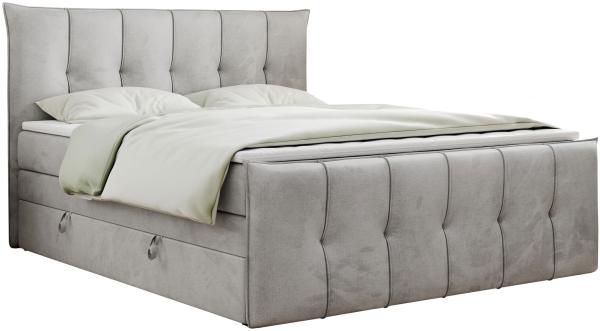 Boxspringbett KING DE LUX - 7-Zonen Matratze - PREMIUM-11-KING - 120x200cm - Hellgrau Velours - H4 Bild 3