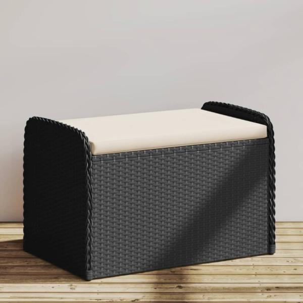 vidaXL Sitzbank mit Stauraum & Kissen Schwarz 80x51x52 cm Poly Rattan