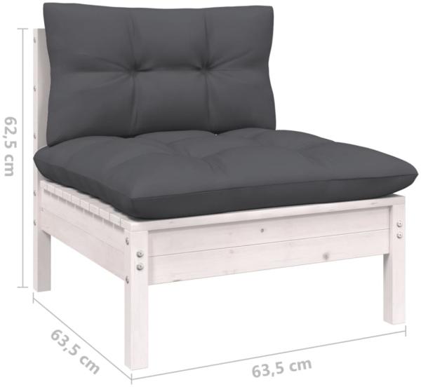 vidaXL 12-tlg. Garten-Lounge-Set mit Kissen Weiß Kiefer Massivholz Bild 7