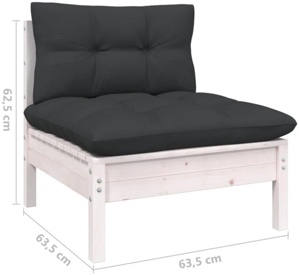 vidaXL 12-tlg. Garten-Lounge-Set mit Kissen Weiß Kiefer Massivholz Bild 6