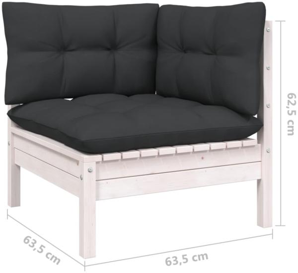 vidaXL 12-tlg. Garten-Lounge-Set mit Kissen Weiß Kiefer Massivholz Bild 5