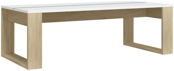vidaXL Couchtisch Sonoma-Eiche und Weiß 110x50x35 cm Spanplatte