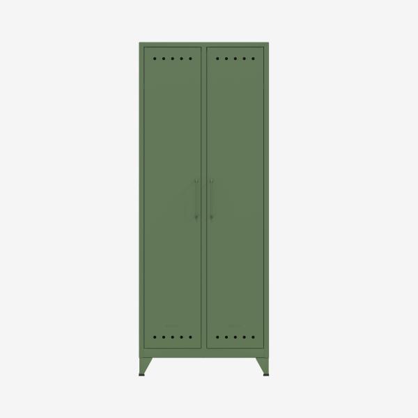 Bisley Fern Maxi Kleiderschrank, mit Kleiderstange und einem festen Fachboden, aus hochwertigem, nachhaltigem Stahl hergestellt, 16 mm große Design Lüftungslöcher auf allen Türen, moderner und industrieller Flair, mit integrierten Füßen, H 1800 x B 700...