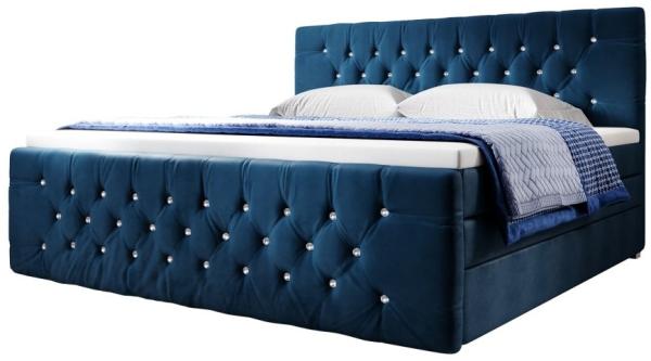 Boxspringbett Nobile mit Strass und Stauraum Weiß 180x200 H4