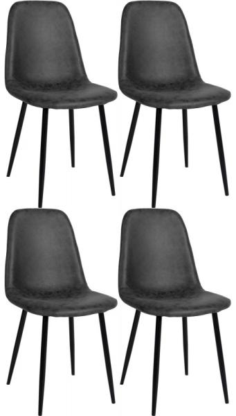 4er Set Esszimmerstühle Napier Kunstleder (Farbe: schwarz)
