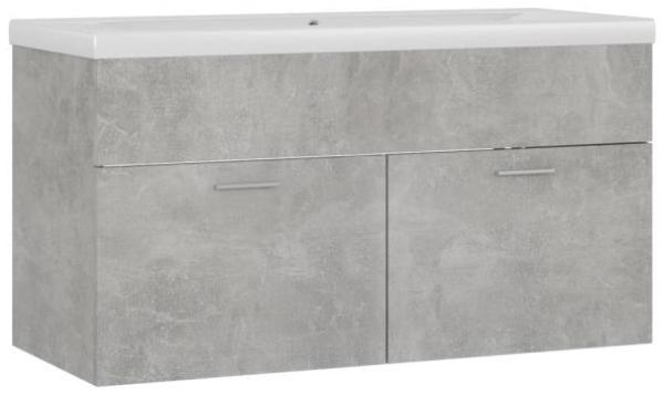 vidaXL Waschbeckenunterschrank mit Einbaubecken Betongrau Spanplatte [3070842]