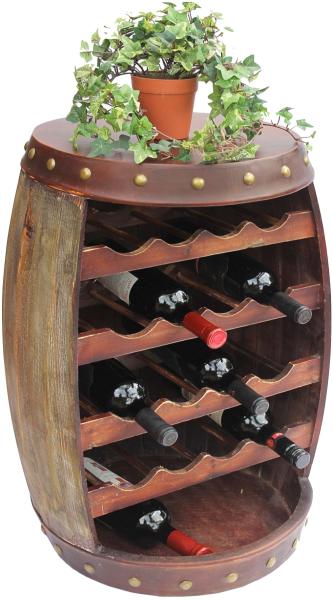 DanDiBo Weinregal Holz mit Ablage Weinfass 1546 Fass 70 cm Flaschenregal Flaschenständer Weinständer Bar
