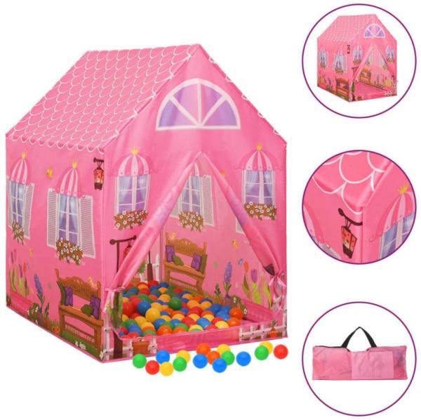 Kinder-Spielzelt mit 250 Bällen Rosa 69x94x104 cm