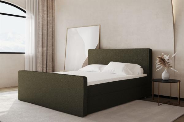 Boxspringbett Schlafzimmerbett CELES 120x200cm Stoff Ascot Olive