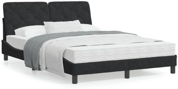 vidaXL Bett mit Matratze Schwarz 120x200 cm Samt