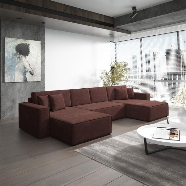 Wohnlandschaft Schlafsofa Sofa CONOR PREMIUM Stoff Kronos Altrosa