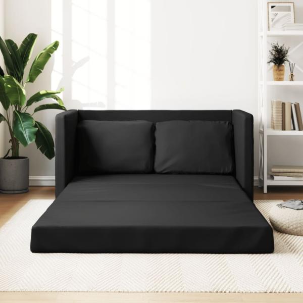 vidaXL Bodensofa mit Schlaffunktion Schwarz 112x174x55 cm Kunstleder