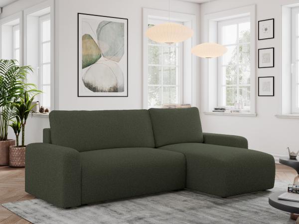 Ecksofa L-form, mit Schlaffunktion und Bettkasten - ARGOS - Grün Boucle