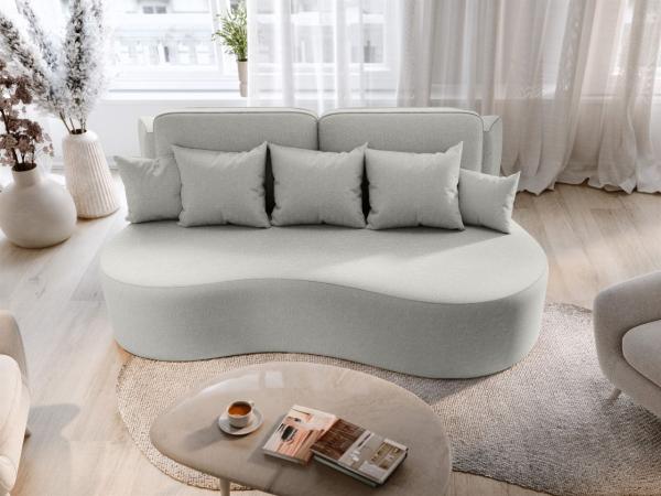 Schlafsofa Designersofa Sofa BIONA in Stoff Doha Hellgrau