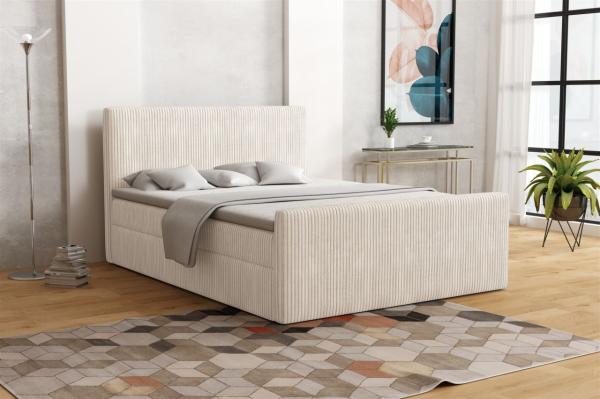 Boxspringbett Schlafzimmerbett IKAROS 200x200cm in Stoff Poso Creme