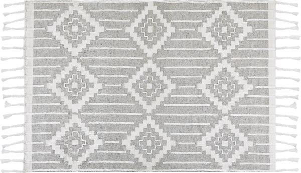 Outdoor Teppich grau weiß 160 x 230 cm orientalisches Muster Kurzflor TABIAT