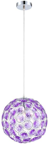 LED Hängeleuchte, Kristalle lila, Kugel Design, D 30 cm