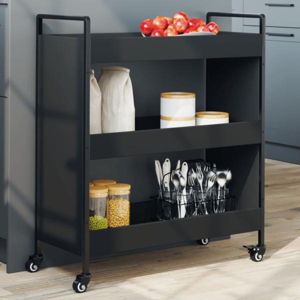 vidaXL Küchenwagen Schwarz 70x30x82 cm Holzwerkstoff