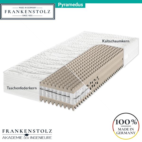 Frankenstolz Pyramedus Matratze mit 3D-Pyramiden-Technologie (Ultra HQR®) H3, 90x190 cm (Sondergröße), Taschenfedern