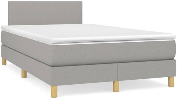 vidaXL Boxspringbett mit Matratze Hellgrau 120x190 cm Stoff