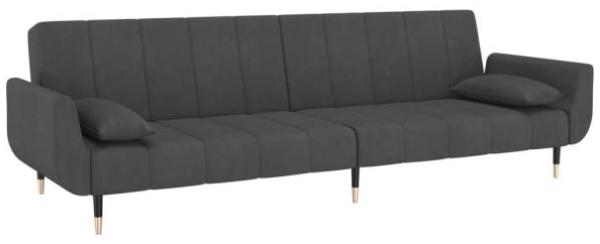 Schlafsofa 2-Sitzer mit 2 Kissen Dunkelgrau Samt [337583]