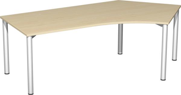 Schreibtisch 135° '4 Fuß Flex' rechts, 216x113cm, Ahorn / Silber
