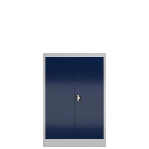 Aktenschrank Metallschrank mit 2 Türen, 1200 x 800 x 380 mm, lichtgrau/enzianblau