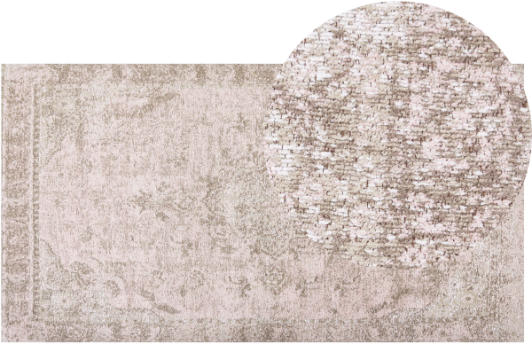Teppich Baumwolle rosa 80 x 150 cm orientalisches Muster Kurzflor MATARIM