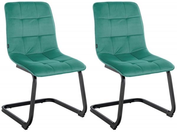 2er Set Esszimmerstuhl Vermont Samt (Farbe: grün)