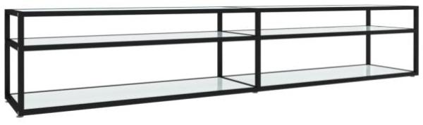 TV-Schrank Weiß Marmor-Optik 220x40x40,5 cm Hartglas