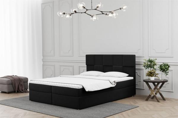 Boxspringbett Schlafzimmerbett JOLIE 200x200cm in Stoff Matt Velvet Schwarz