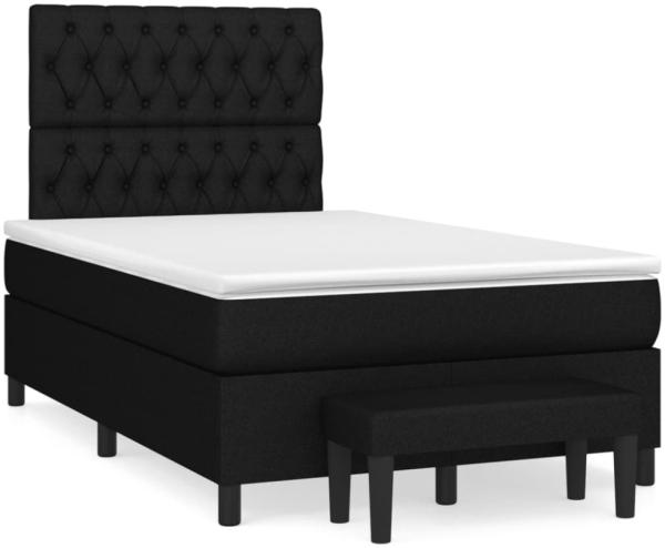 vidaXL Boxspringbett mit Matratze Schwarz 120x190 cm Stoff