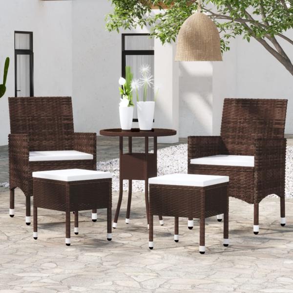 5-tlg. Garten-Lounge-Set Poly Rattan Braun