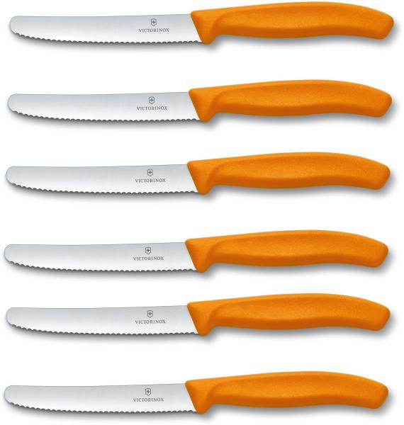 Victorinox | Tafelmesser | 6er Set | Swiss Classic | scharfe Klinge | ergonomischer Griff | ideale Küchenhelfer | farbenfrohes Orange