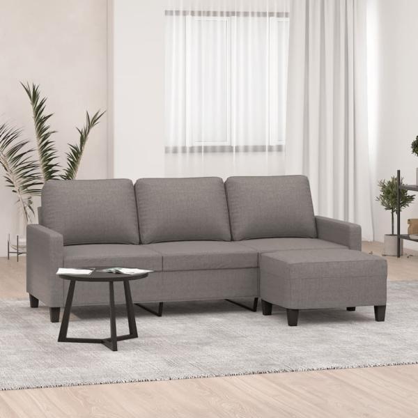 vidaXL 3-Sitzer-Sofa mit Hocker Taupe 180 cm Stoff