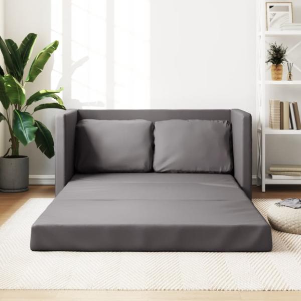 vidaXL Bodensofa mit Schlaffunktion Grau 112x174x55 cm Kunstleder