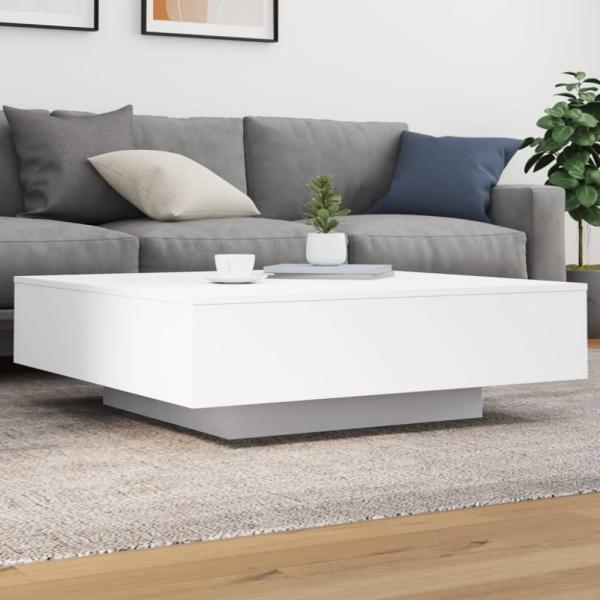 vidaXL Couchtisch mit LED-Leuchten Weiß 100x100x31 cm