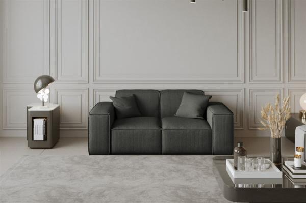 Sofa Designersofa CELES 2-Sitzer in Stoff Scala Anthrazit