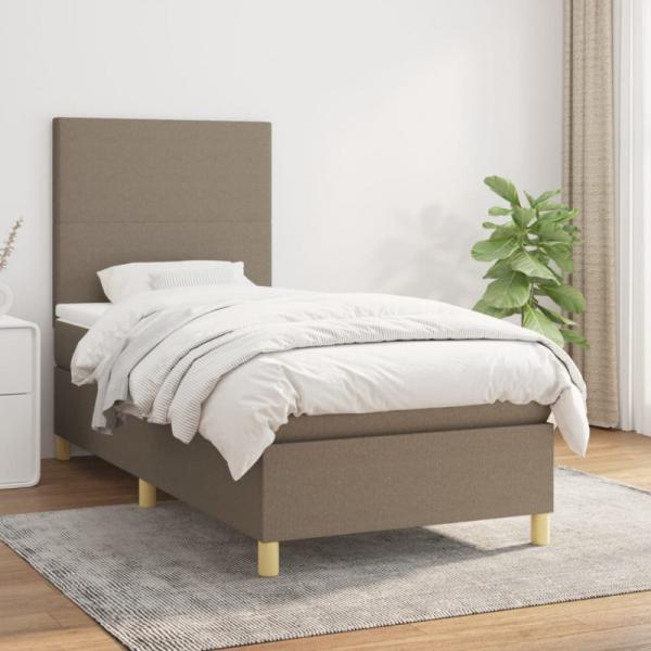 Boxspringbett mit Matratze Taupe 90x190 cm Stoff (Farbe: Taupe)