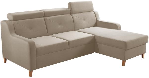 Ecksofa Enikor, 3 Sitzer L-Form Sofa mit Bettkasten und Schlaffunktion (Paros 02, Seite: Rechts)