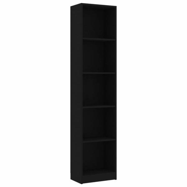 vidaXL Bücherregal 5 Fächer Schwarz 40x24x175 cm Holzwerkstoff 800847