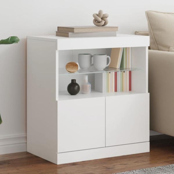 vidaXL Sideboard mit LED-Leuchten Weiß 60x37x67 cm