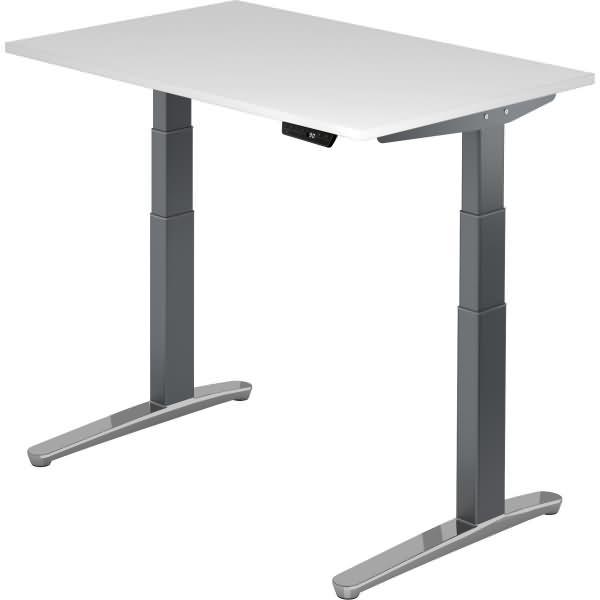 'XBHM12' Sitz-Steh-Schreibtisch elektrisch 120x80cm Weiß Graphit, poliert