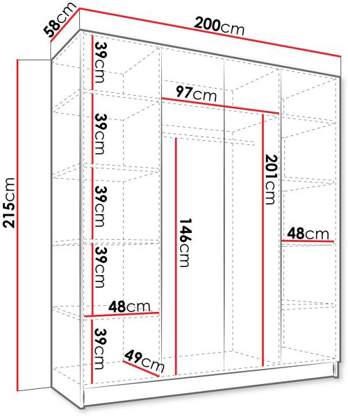 Drehtürenschrank Salkor I, Kleiderschrank mit 4 Türen (Farbe: Cashmere / Cashmere + Gold) Bild 5