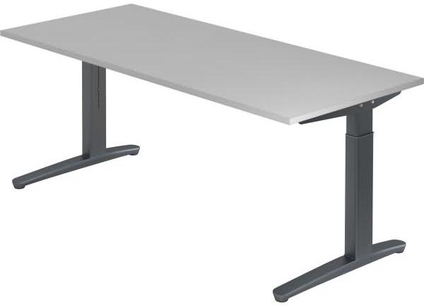 'XB19' Schreibtisch, C-Fuß, 180x80cm, Grau / Graphit