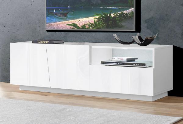TV-Board >Viterbo< in Weiß-Hochglanz - 150x46x43cm (BxHxT)