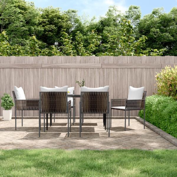 vidaXL Gartenstühle mit Kissen 6 Stk. Braun 54x61x83 cm Poly Rattan